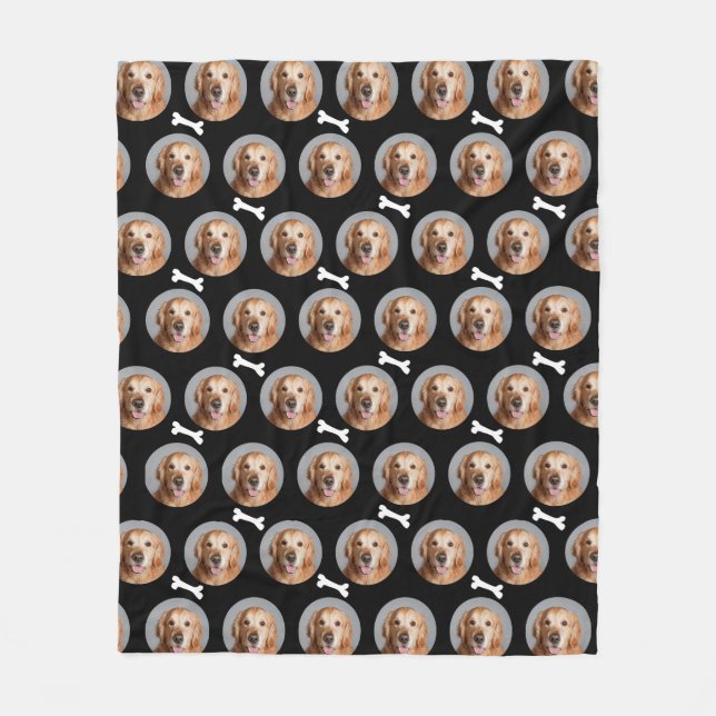 Benutzerdefiniertes Foto Modernes Hundeknochenmust Fleecedecke (Vorderseite)