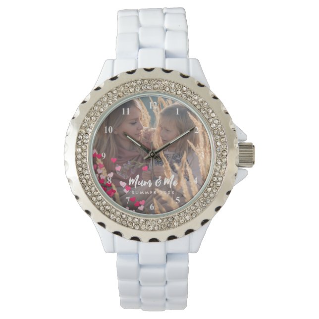Benutzerdefiniertes Foto Modernes Schreiben gedeck Armbanduhr (Vorderseite)