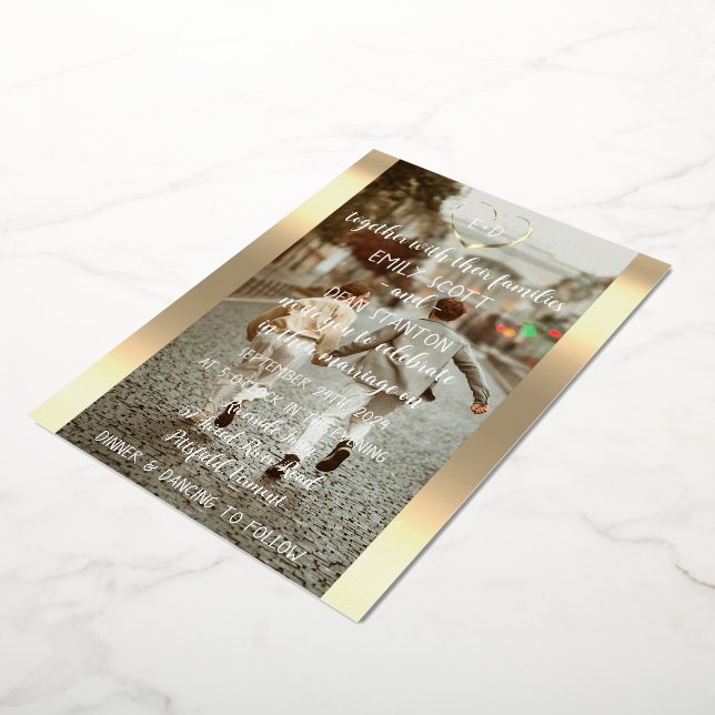 Benutzerdefiniertes Foto Monogram Event Heft Moder Folieneinladung (Gedreht)