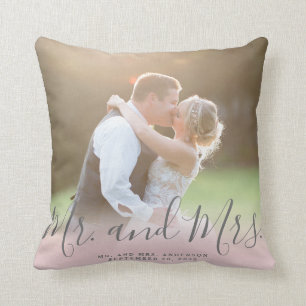 Benutzerdefiniertes Foto Mr und Mrs Pink Graue Sch Kissen