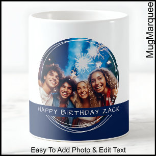Benutzerdefiniertes Foto & Nachricht Weiß & Navy C Kaffeetasse