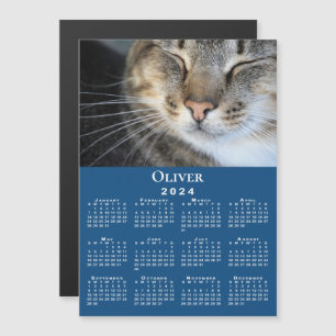 Benutzerdefiniertes Foto Name 2024 Kalender Blue M Magnetkarte