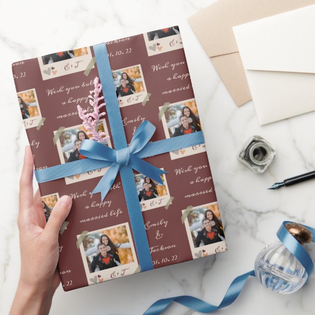 Benutzerdefiniertes Foto/Name/Datum Braut und Hoch Geschenkpapier (Schenken)