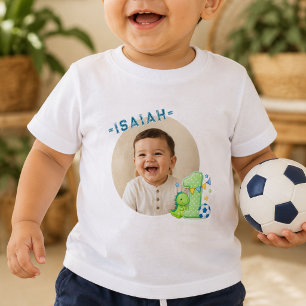 Benutzerdefiniertes Foto Name Dinosaurier Ein Gebu Baby T-shirt