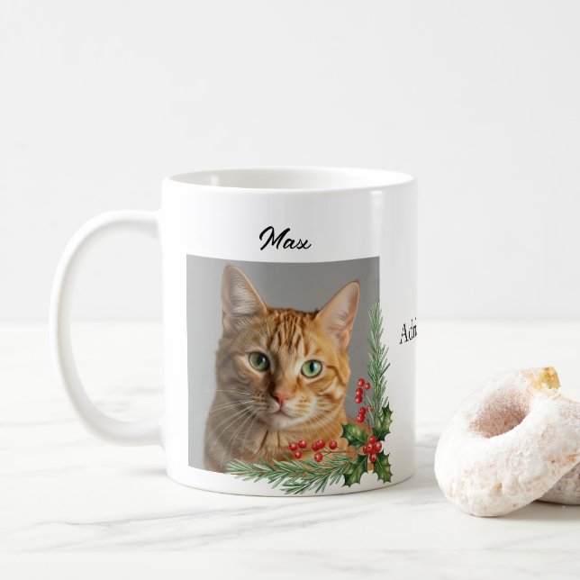 Benutzerdefiniertes Foto Name Katze oder Hundebesi Kaffeetasse (Mit Donut)