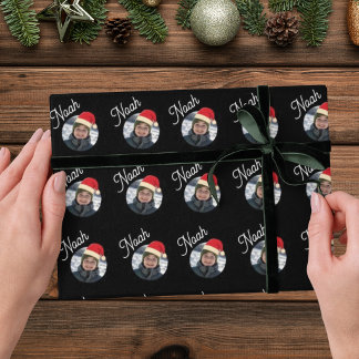 Benutzerdefiniertes Foto & Name - Name des Kindes Geschenkpapier