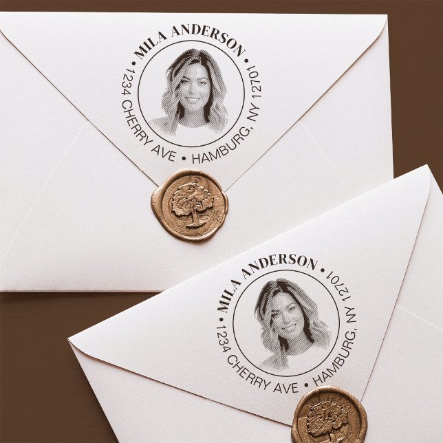 Benutzerdefiniertes Foto, Name und Holzadresse zur Gummistempel (Von Creator hochgeladen)