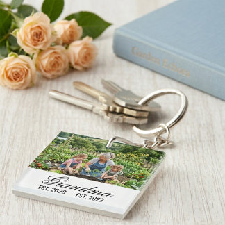 Benutzerdefiniertes Foto Oma Gegründet Familienand Schlüsselanhänger