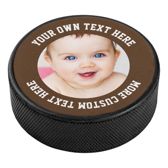 Benutzerdefiniertes Foto Personalisiert braun Eishockey Puck (3/4)