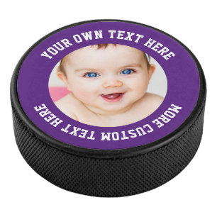 Benutzerdefiniertes Foto Personalisiert Lila Eishockey Puck