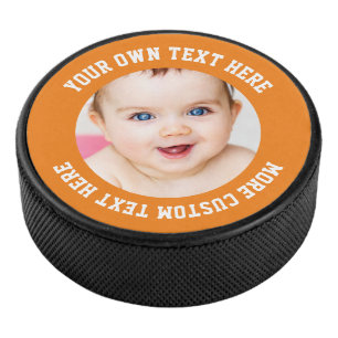 Benutzerdefiniertes Foto Personalisiert Orange Eishockey Puck