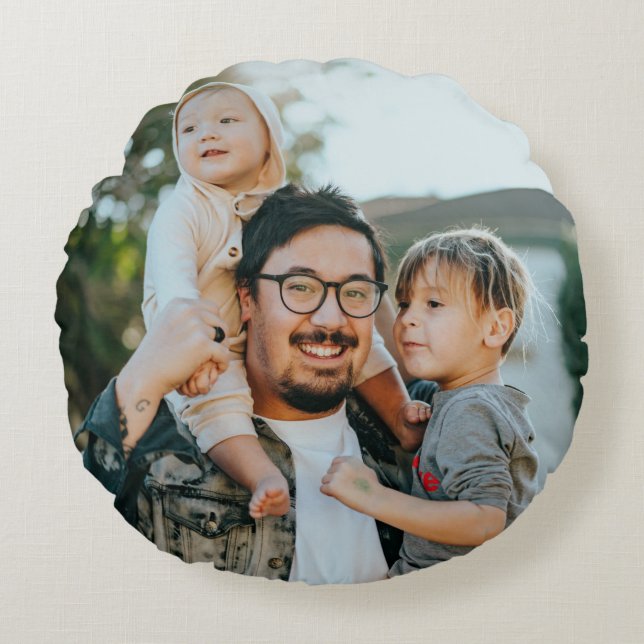 Benutzerdefiniertes Foto Personalisiert Rundes Kissen (Vorderseite)