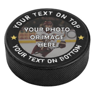 Benutzerdefiniertes Foto Personalisiert Text und F Eishockey Puck