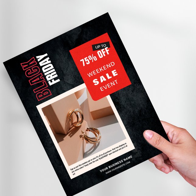 Benutzerdefiniertes Foto Prozentualer Anteil des S Flyer (Custom Photo Percentage Off Black Friday Sale Flyer)