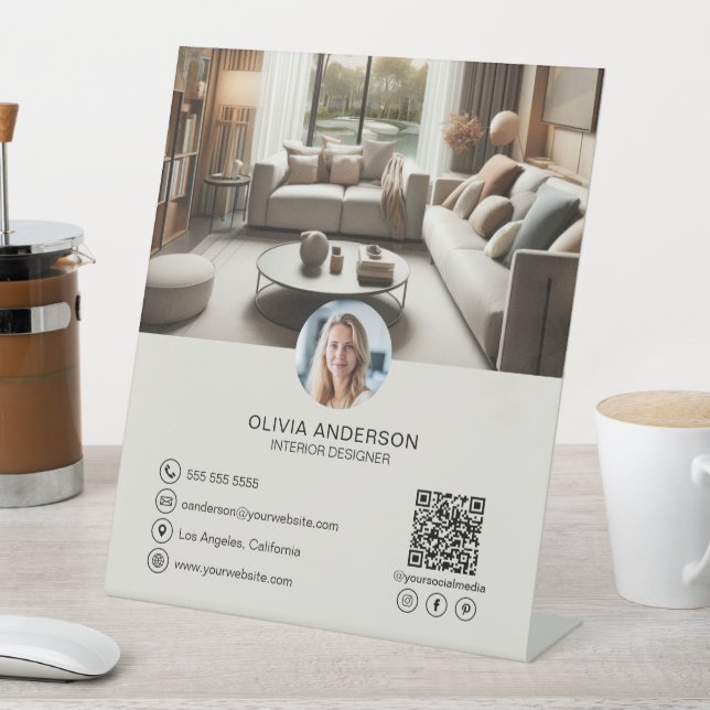Benutzerdefiniertes Foto QR Code Business Sockelschild (In Situ)