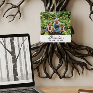 Benutzerdefiniertes Foto-Quadrat-Oma-Familienanden Keramikornament