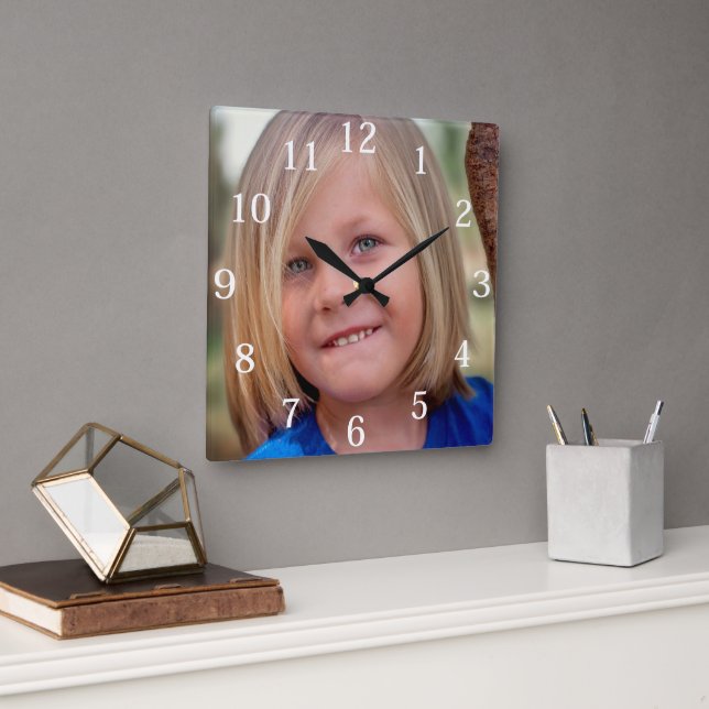 Benutzerdefiniertes Foto Quadratische Wanduhr (Büro)