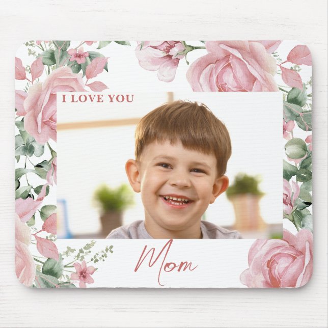 Benutzerdefiniertes Foto Rosa Rose Mousepad (Vorne)