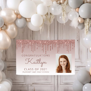 Benutzerdefiniertes Foto Rose Gold Glitter Drip Ab Banner