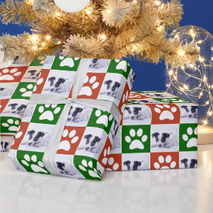 Benutzerdefiniertes Foto Rot und Grün Paw Druckmus Geschenkpapier