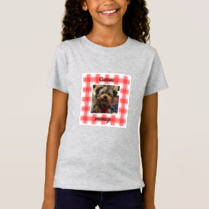 Benutzerdefiniertes Foto Rot-Weiß-Landhaus-Karo T-Shirt