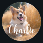 Benutzerdefiniertes Foto Runder Aufkleber<br><div class="desc">Machen Sie Ihr Lieblings-Foto zu einem personalisierten Geschenk! Verwenden Sie ein Familienbild, ein niedliches Begleiter-Foto oder ein beliebiges Bild, das Sie Liebe, um etwas Besonderes zu schaffen. Diese Geschenke sind perfekt für einen Urlaub oder einen Anlass, um Ihre Lieben zum Lächeln zu bringen. Hinweis: Das Foto ist nur ein Beispiel....</div>