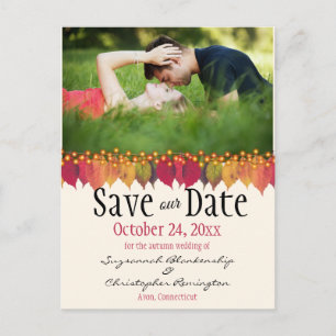  Benutzerdefiniertes Foto Save the Date Herbst läs Postkarte