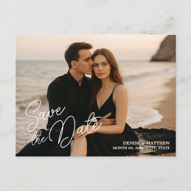 Benutzerdefiniertes Foto Save the Date Postkarte (Vorderseite)