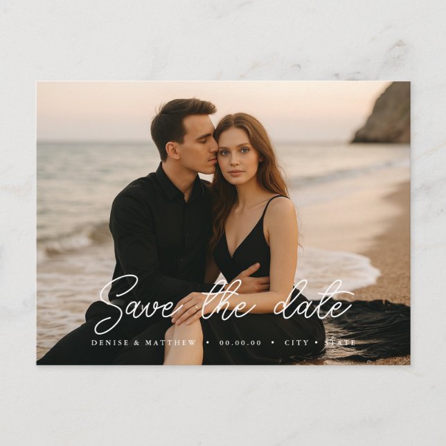 Benutzerdefiniertes Foto Save the Date Postkarte (Vorderseite)