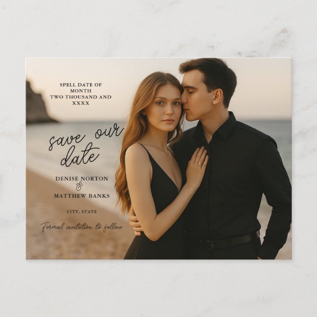 Benutzerdefiniertes Foto Save the Date Postkarte (Vorderseite)