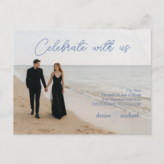 Benutzerdefiniertes Foto Save the Date Postkarte (Vorderseite)