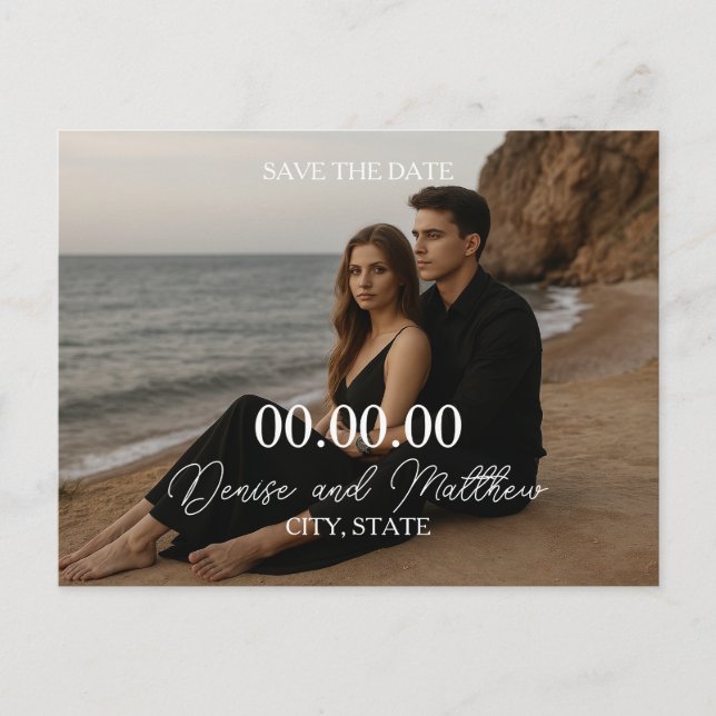 Benutzerdefiniertes Foto Save the Date Postkarte (Vorderseite)