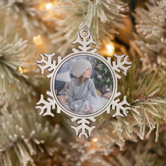 Benutzerdefiniertes Foto Schneeflocken Zinn-Ornament (Baum)