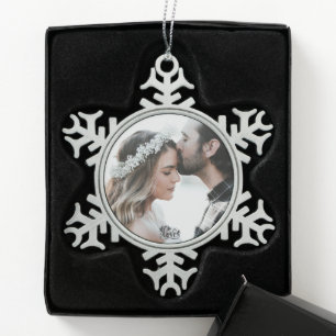 Benutzerdefiniertes Foto Schneeflocken Zinn-Ornament