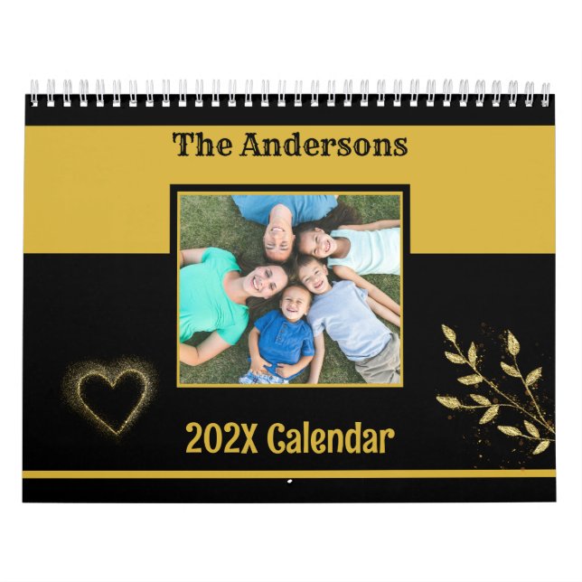Benutzerdefiniertes Foto Schwarz und Gold Kalender (Titelbild)