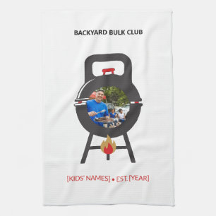 Benutzerdefiniertes Foto Schwarzes Kettlebell BBQ  Geschirrtuch