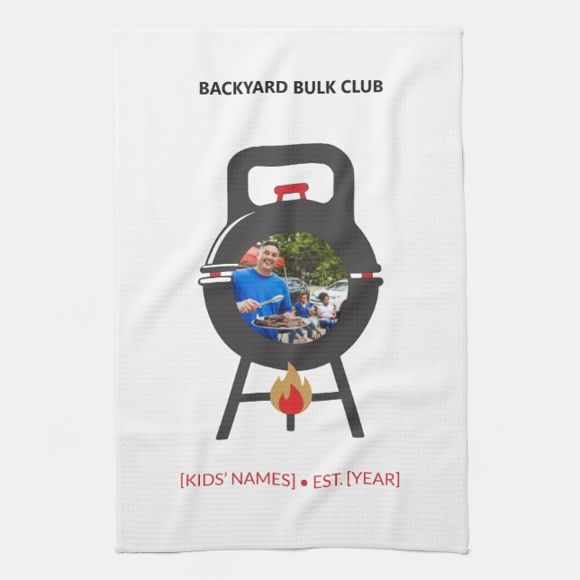 Benutzerdefiniertes Foto Schwarzes Kettlebell BBQ  Geschirrtuch (Vertikal)