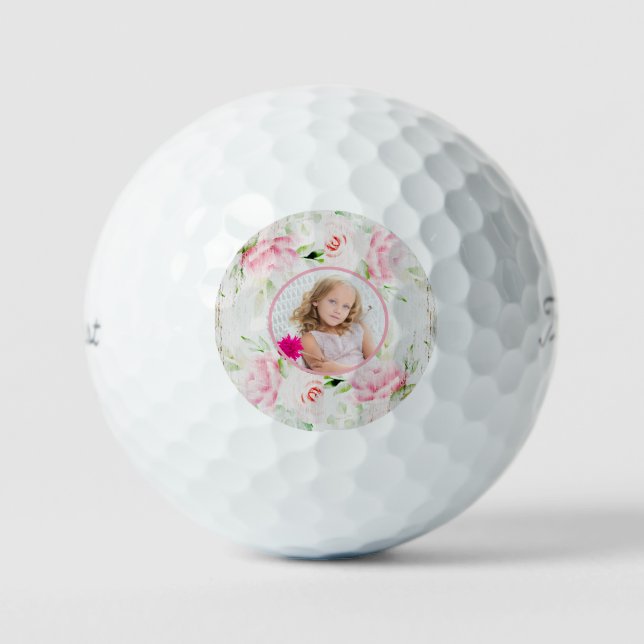 Benutzerdefiniertes Foto - Shabby Chic-Rose - Golfball (Vorderseite)