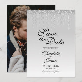 Benutzerdefiniertes Foto Silver Diamonds Wedding S Save The Date