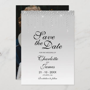 Benutzerdefiniertes Foto Silver Diamonds Wedding S Save The Date