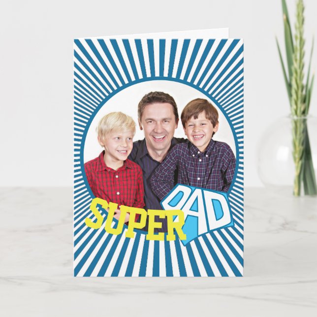 Benutzerdefiniertes Foto Super Vater Comic Karte (Vorderseite)