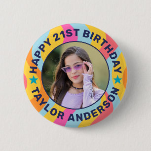 Benutzerdefiniertes Foto-Swirl-Muster Groovy Alles Button