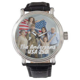 Benutzerdefiniertes Foto & Text Amerika 250 Jahre Armbanduhr