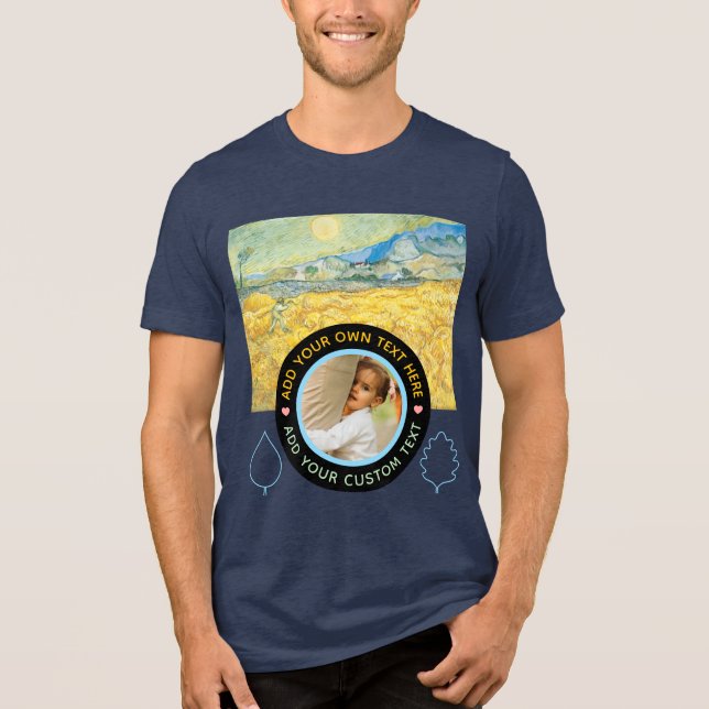 Benutzerdefiniertes Foto Text - Van Gogh Art Gebur Tri-Blend Shirt (Vorderseite)