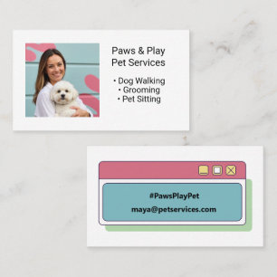 Benutzerdefiniertes Foto Trendy Dog Pet Services B Visitenkarte