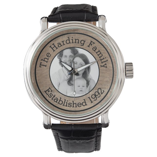 Benutzerdefiniertes Foto und Imitate mit Text Armbanduhr (Vorderseite)