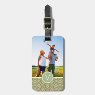 Benutzerdefiniertes Foto und Monogramm-Grün/Gelb-M Gepäckanhänger