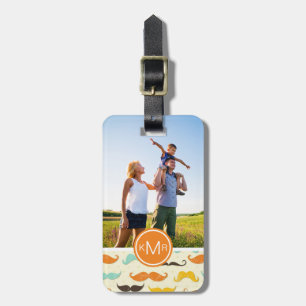 Benutzerdefiniertes Foto und Monogramm-Mustache-Mu Gepäckanhänger