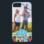 Benutzerdefiniertes Foto und Monogramm Rundbläsche iPhone 8/7 Hülle<br><div class="desc">Nahtlose runde Blasen Kindermuster in Vektor © und ® Bigstock® - Alle Rechte vorbehalten.</div>