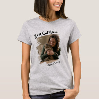 Benutzerdefiniertes Foto und Name Bestes Katzen-Ma T-Shirt